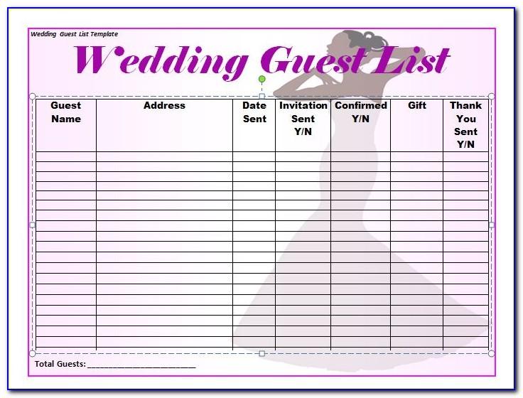 Wedding Guest Lists Template