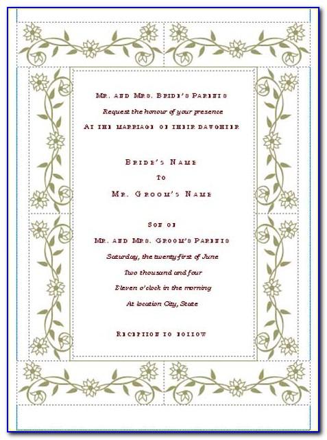 Wedding Invitation Wording Templates From Bride And Groom