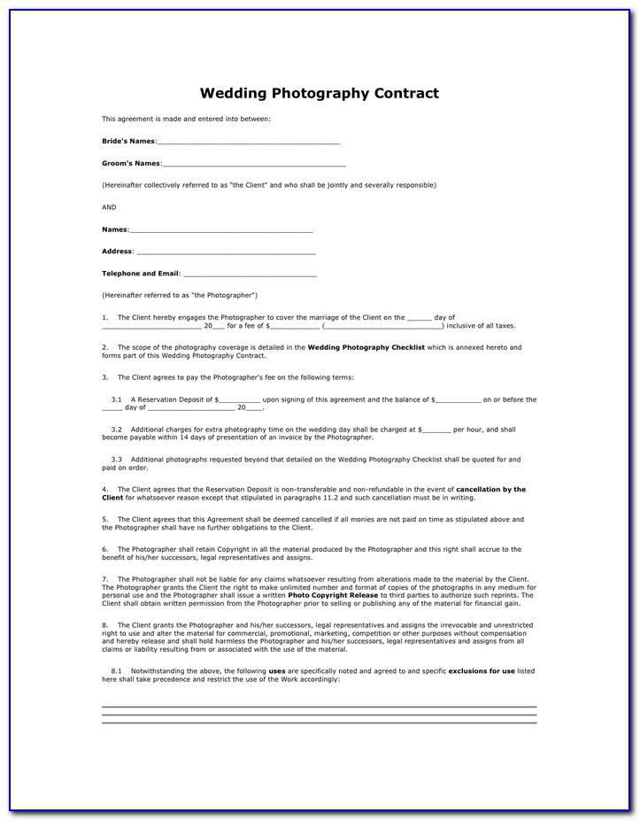 Wedding Photography Cancellation Contract Template