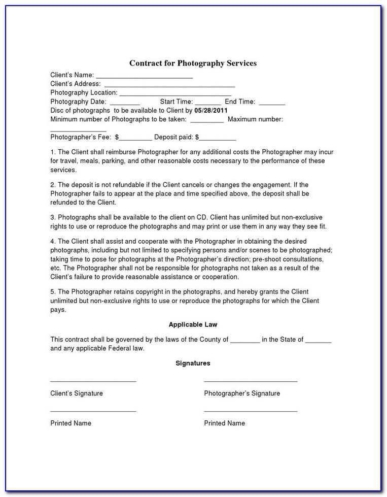 Wedding Photography Contract Template Pdf