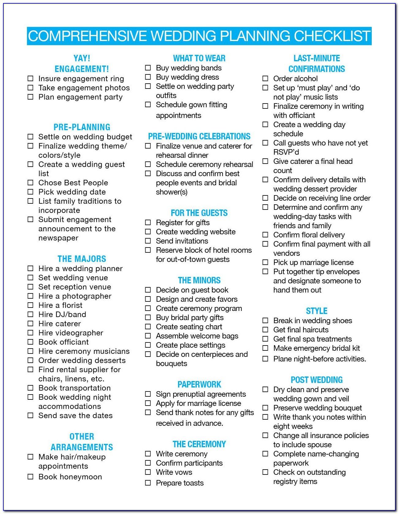 Wedding Planner Checklist Printable Free
