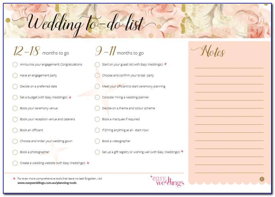 Wedding Planner Checklist Template Uk