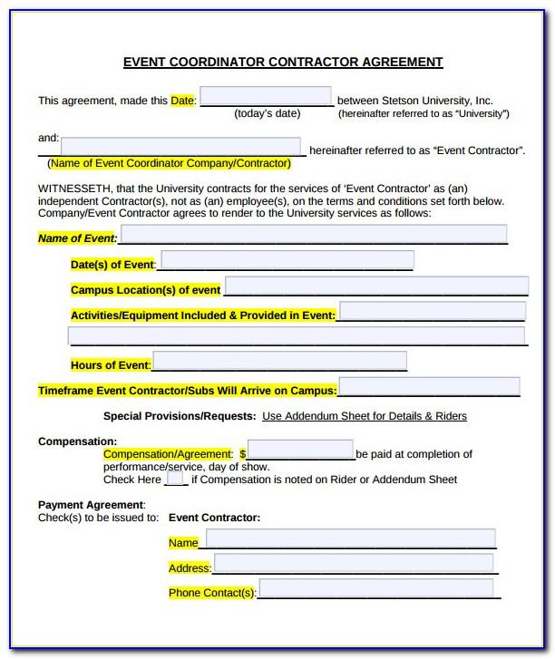 Wedding Planner Contract Template Word