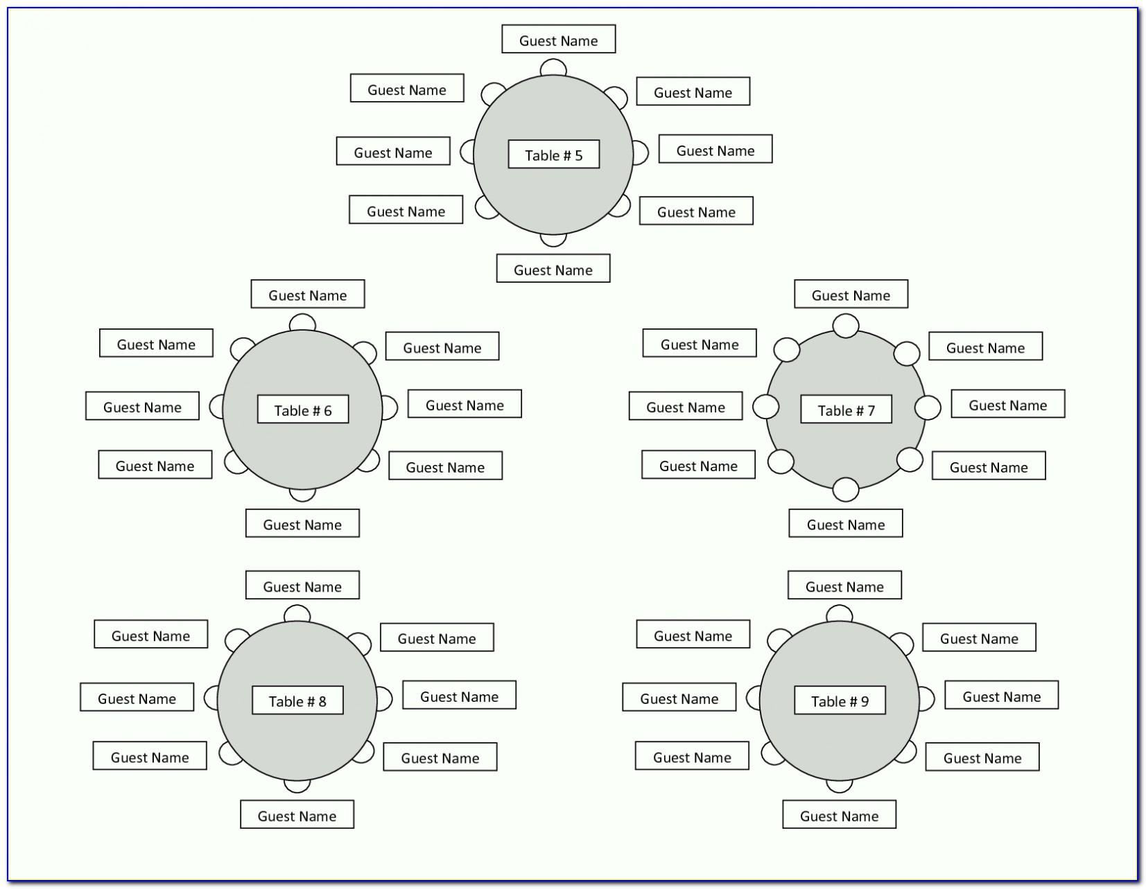 Wedding Reception Seating Chart Template Round Tables