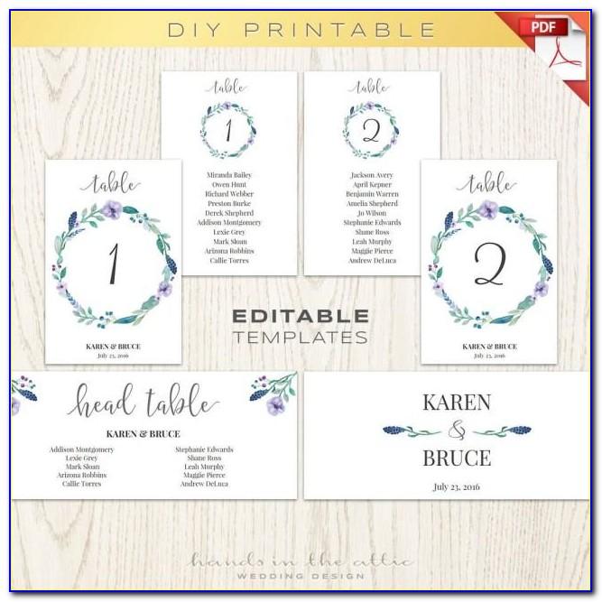 Wedding Table Seating Chart Template Free
