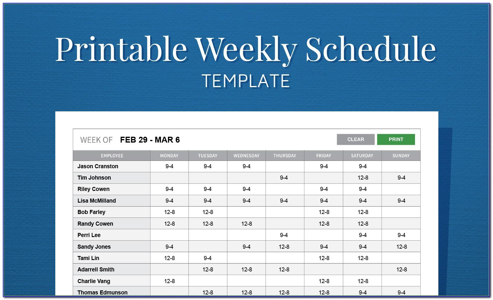 Weekly Employee Schedule Template