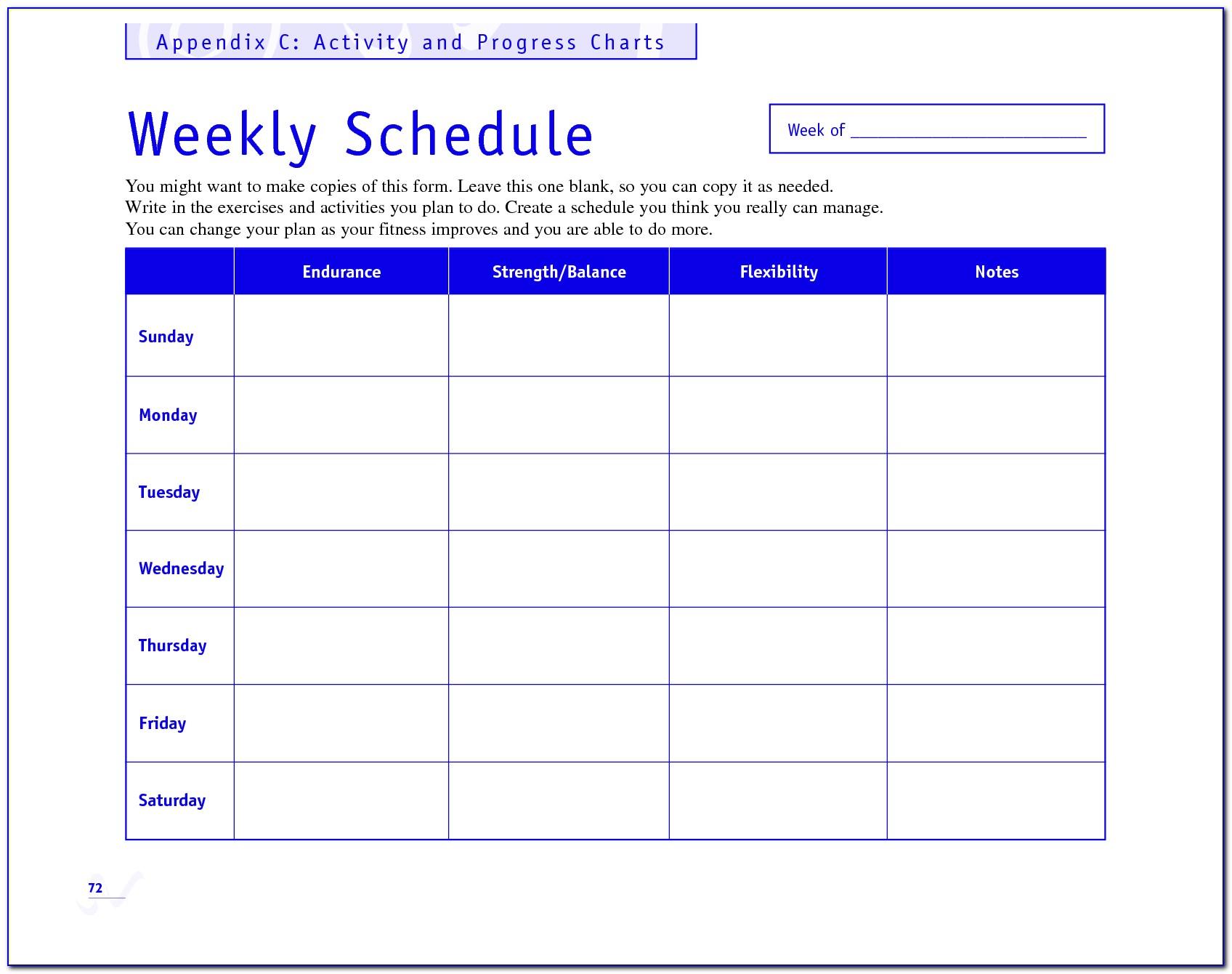 Weekly Fitness Log Template