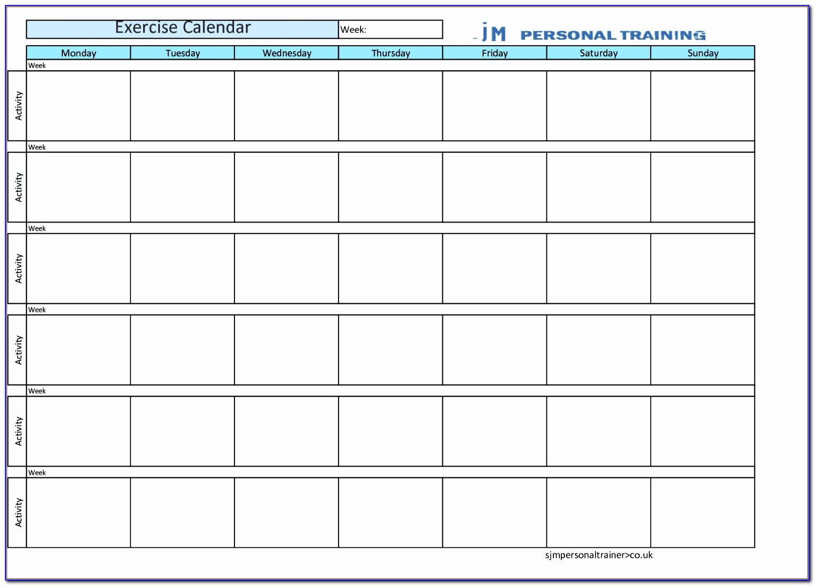 Weekly Fitness Schedule Template