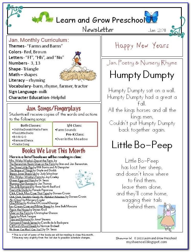 Weekly Newsletter Templates For Elementary Teachers