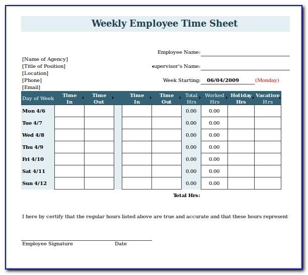Weekly Payroll Sheet Template