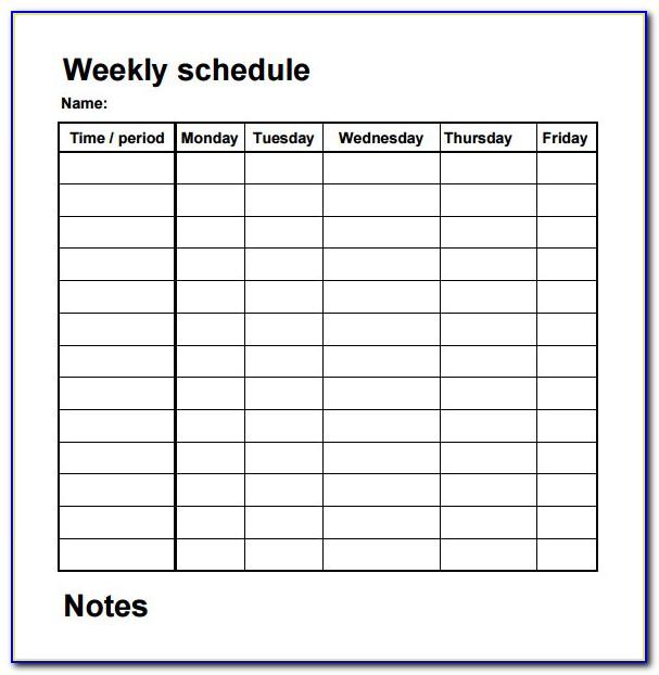 Weekly Schedule Template College