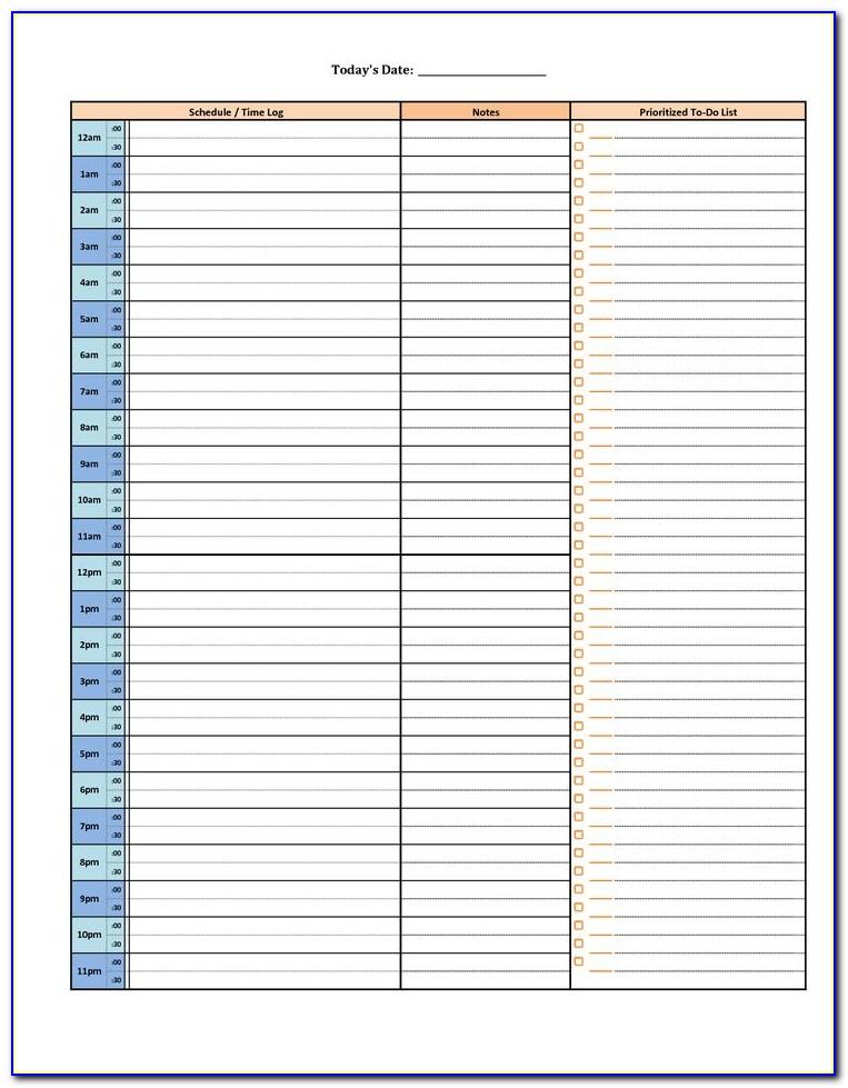 Weekly Schedule Template That Calculates Hours