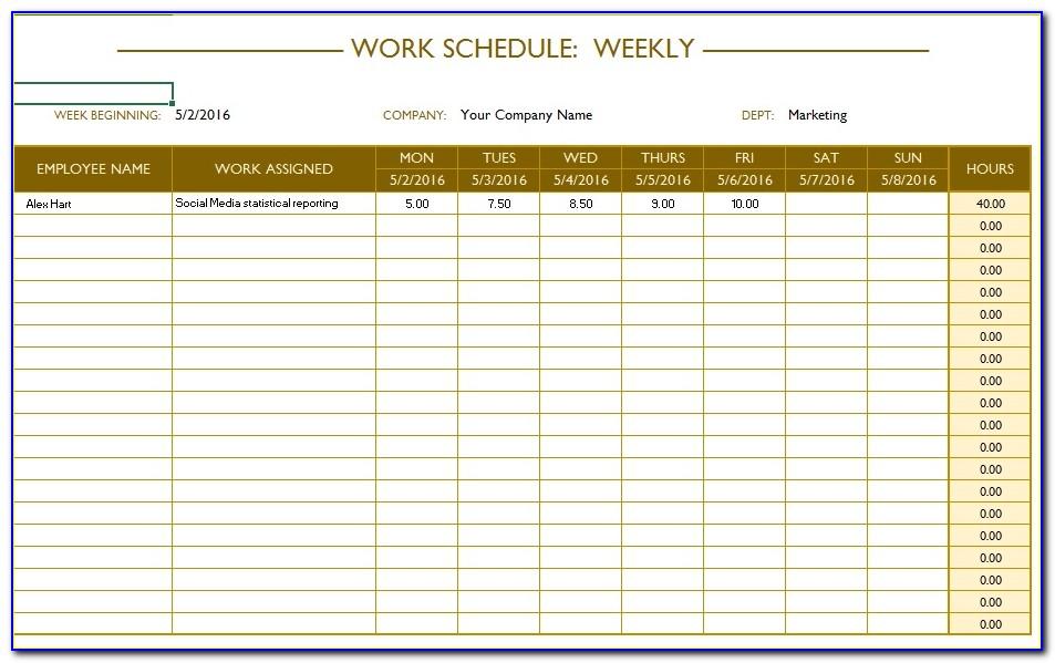 Weekly Staff Schedule Template Free