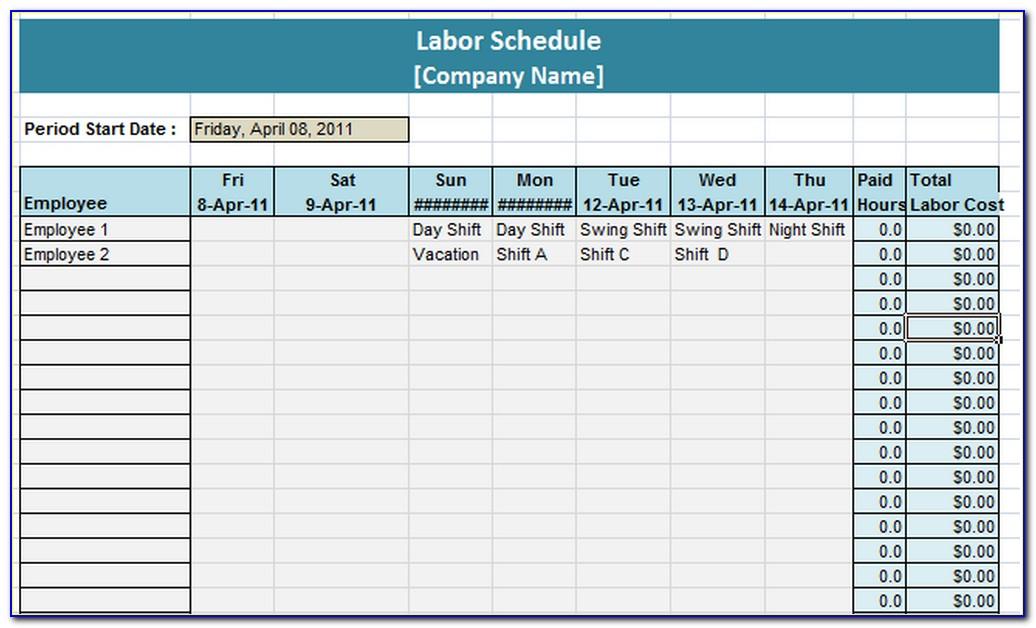Weekly Staff Schedule Template