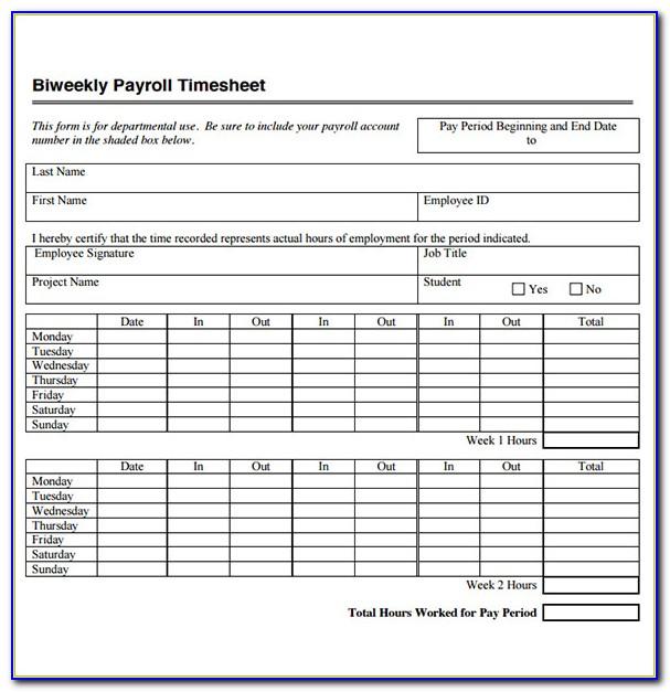 Weekly Timesheet Template Word Free Download