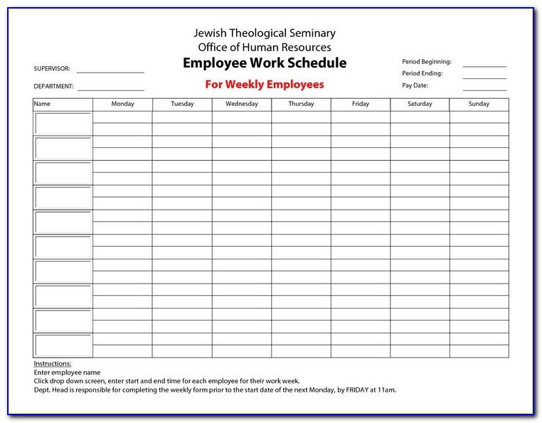 Weekly Work Plan Template Excel