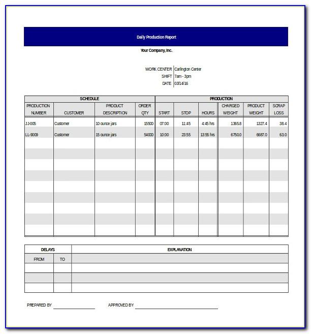 Weekly Work Report Format In Excel