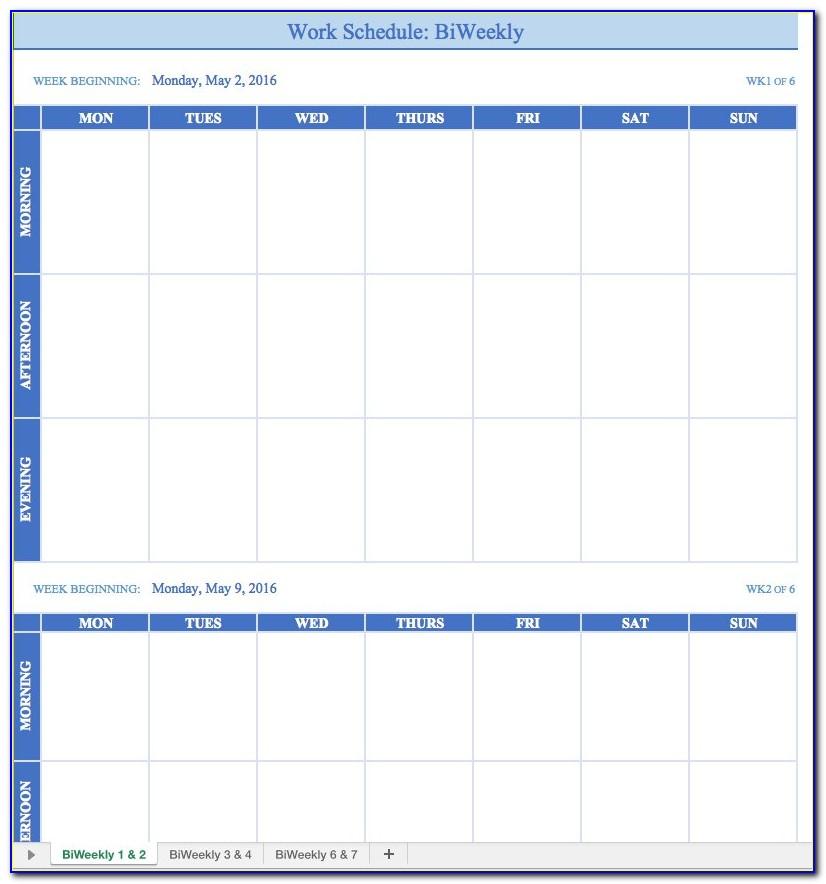 Weekly Working Schedule Excel Template