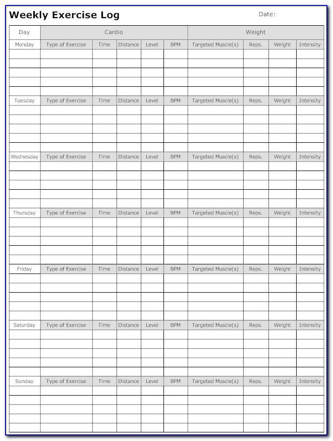 Weekly Workout Planner Template Kayla