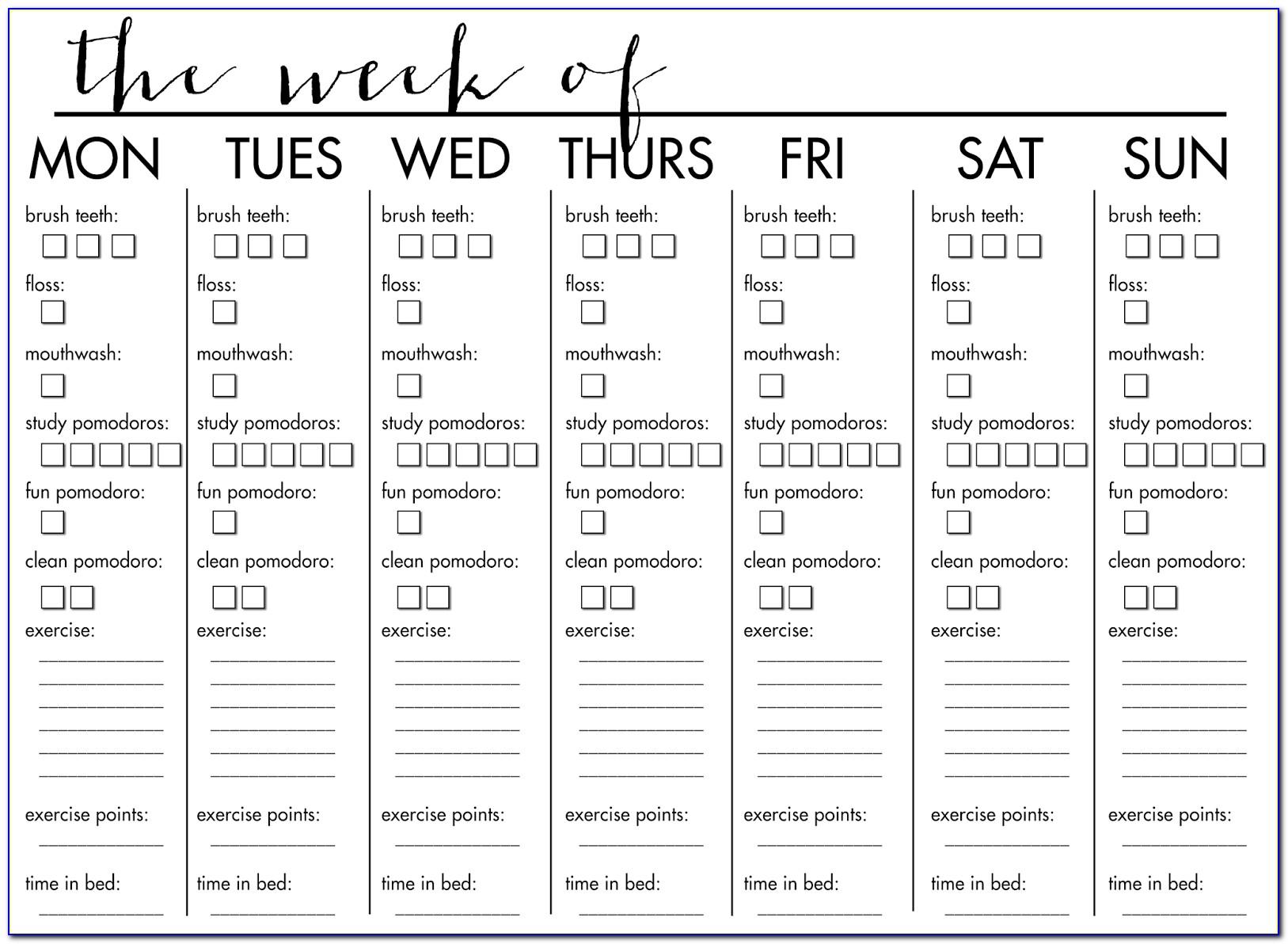 Weekly Workout Template Excel