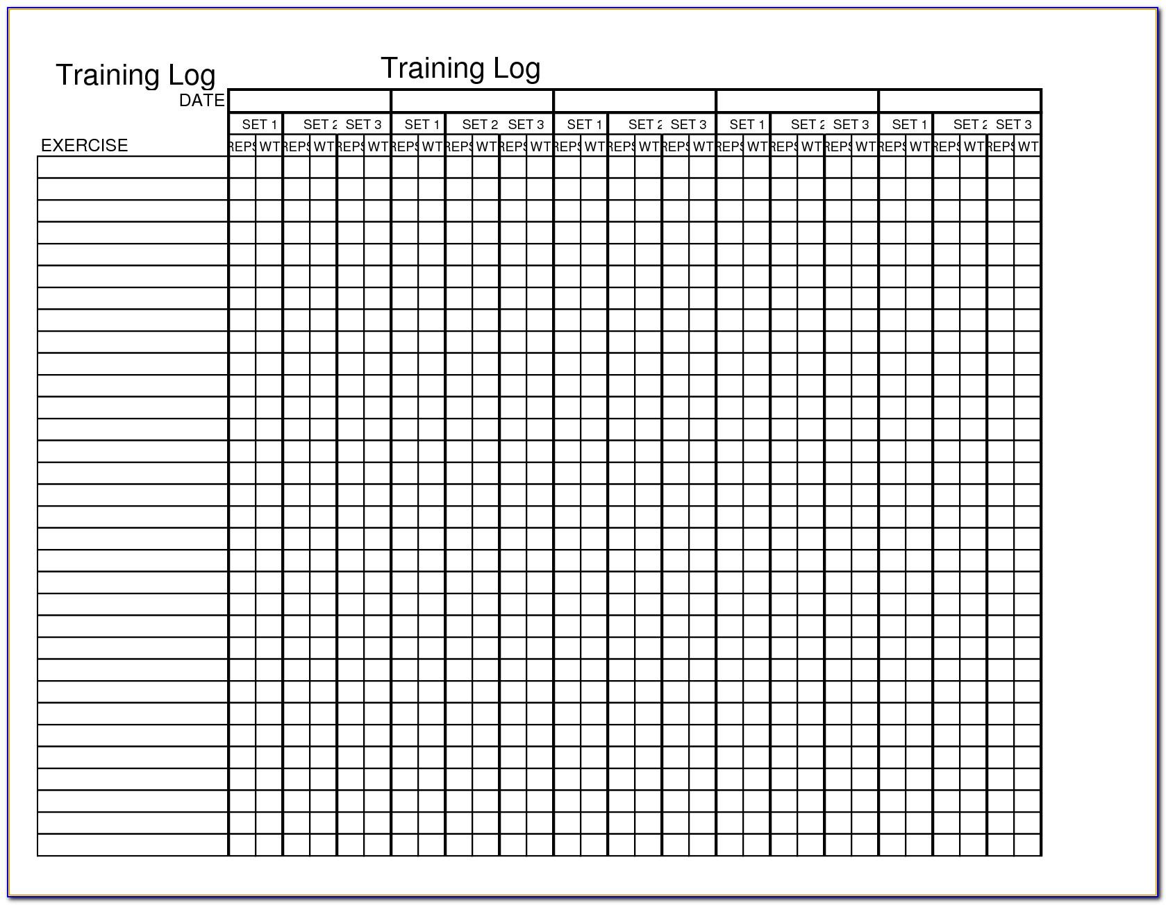 Weight Training Log Template Excel
