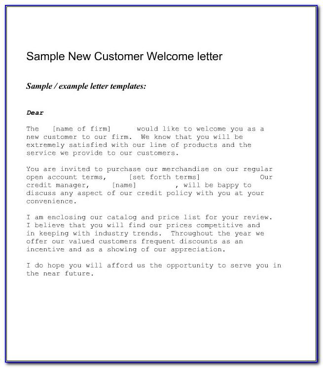 Welcome Letter Sample For New Client