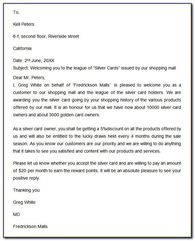 Welcome Letter Template New Customer