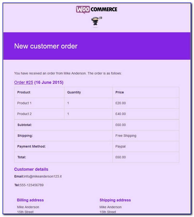 Woocommerce Edit Email Template