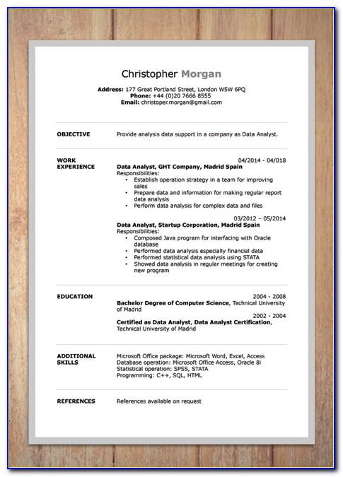 Word Document Resume Format Download