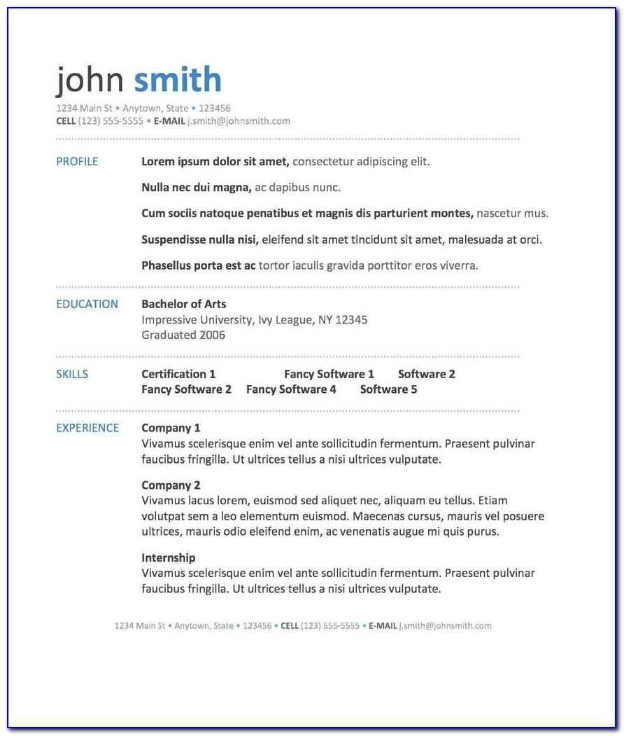 Word Document Templates For Resumes