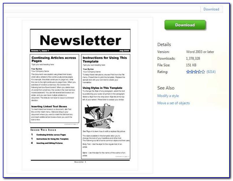 Word Newsletter Template Free Download