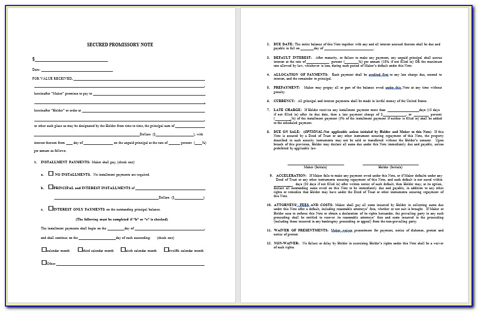 Word Promissory Note Template Download