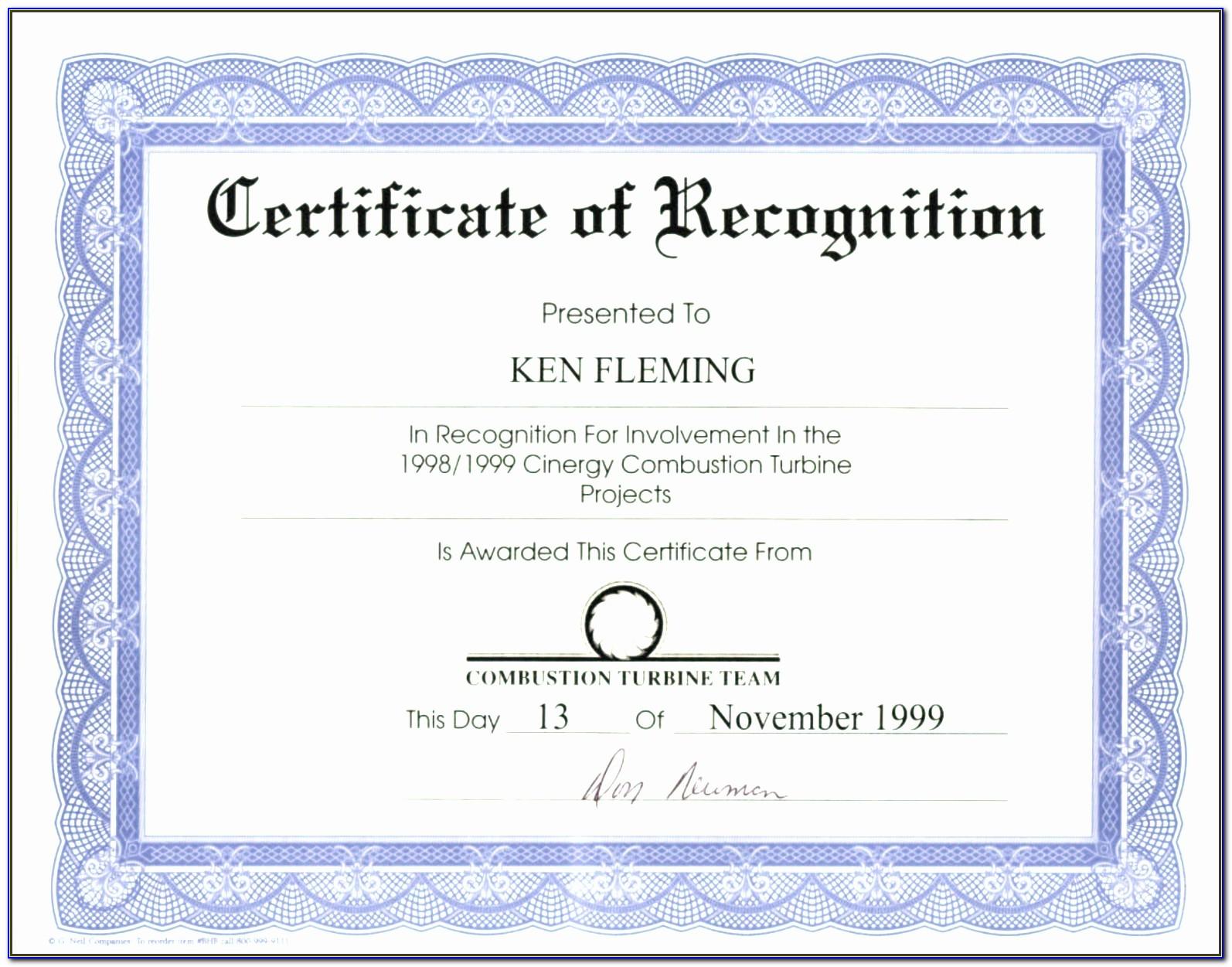 Word Template For Certificate Of Appreciation