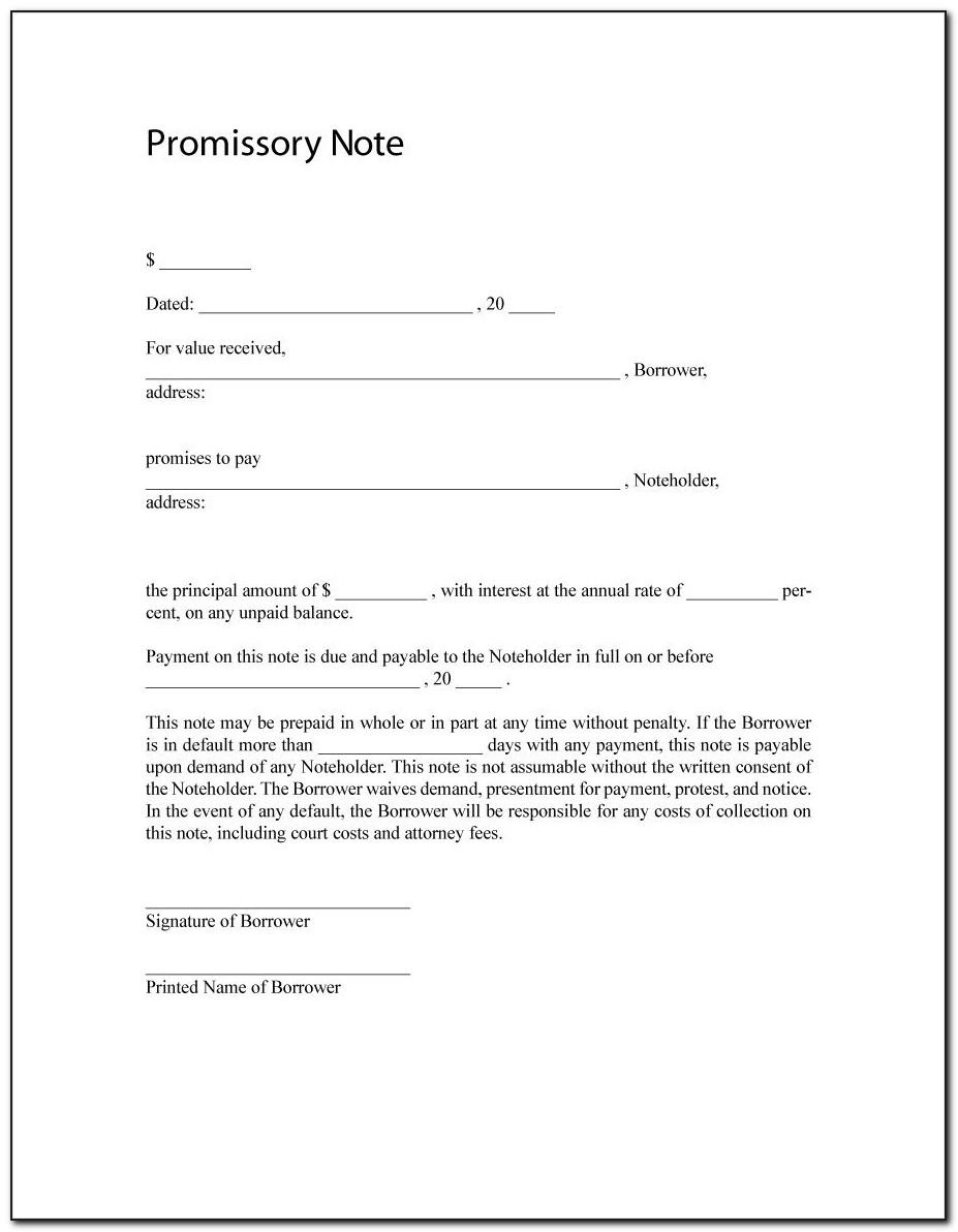 Word Template Promissory Note