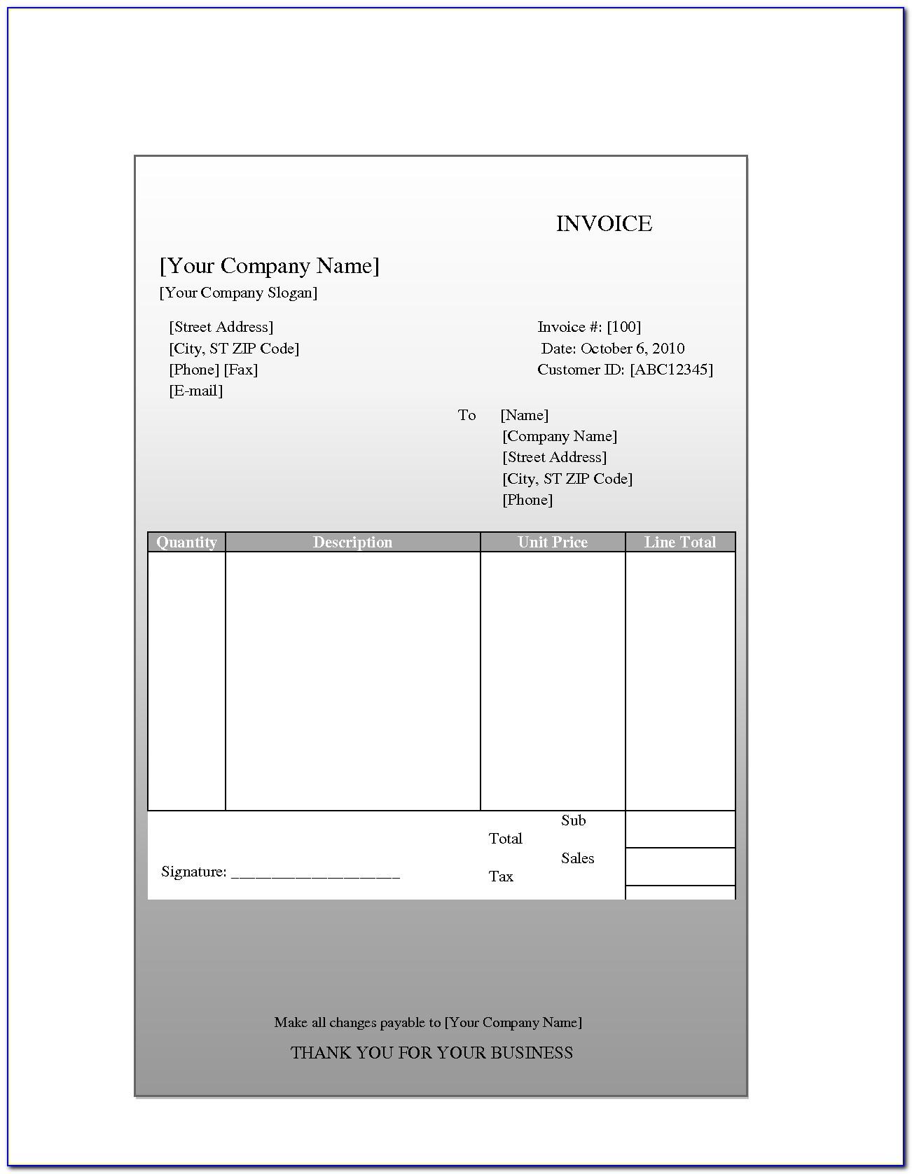 Word Templates For Invoices Free