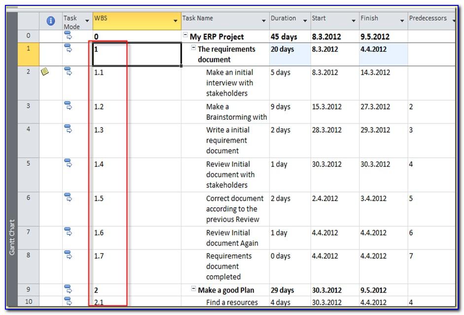 Work Breakdown Structure Template Excel Download