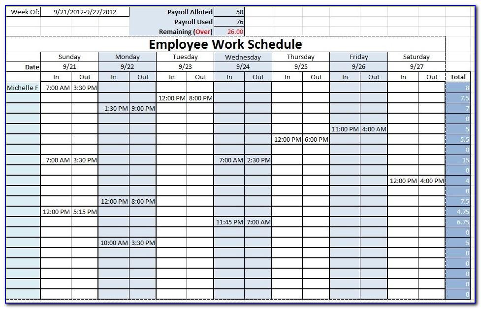 Work Plan Spreadsheet Template