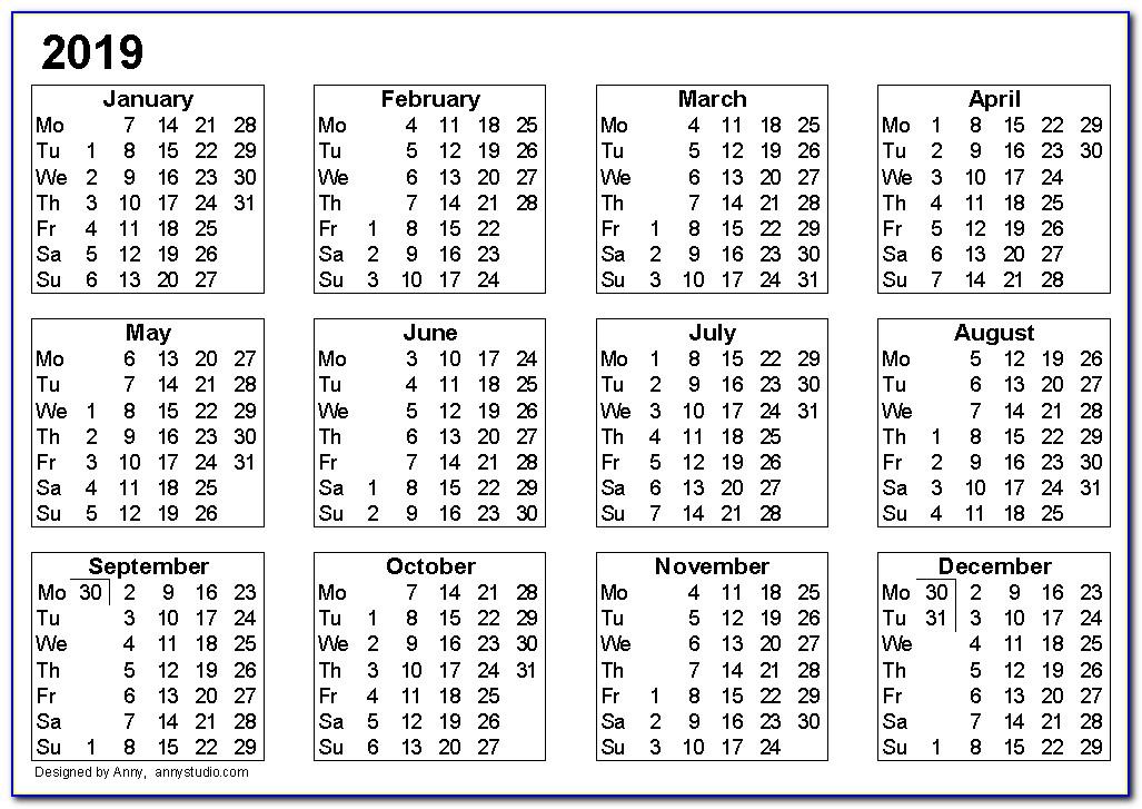 Work Week Calendar Template Blank