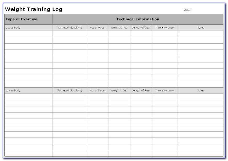 Workout Journal Template Excel