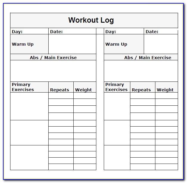 Workout Log Template Pdf
