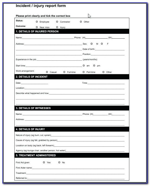Workplace Accident Report Form Osha