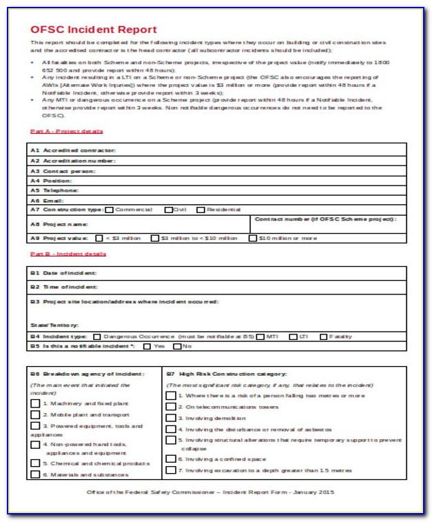 Workplace Accident Report Forms