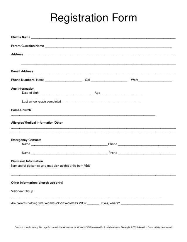 Youth Application Form Template