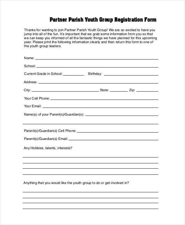 Youth Camp Registration Form Template