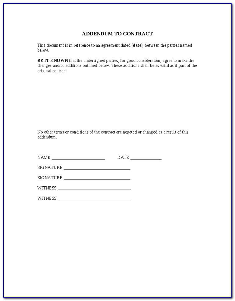 Addendum Template For Contract Agreement
