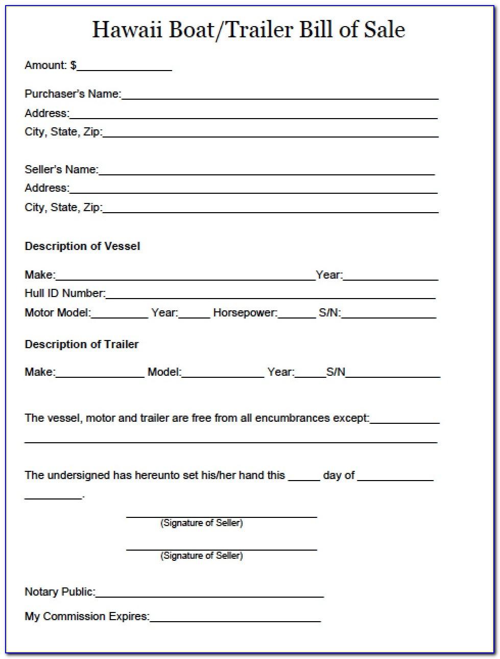Bill Of Sale Word Template For Boat