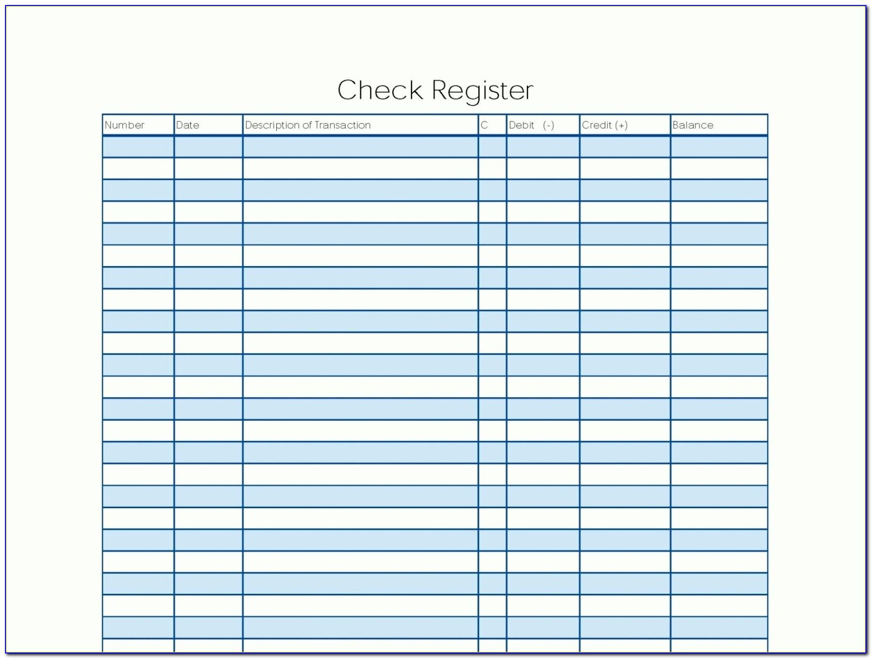 Blank Check Register Template Excel