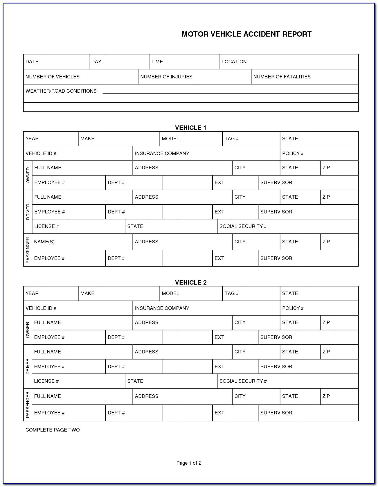 Car Accident Report Template Uk