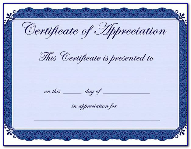 Certificate Of Appreciation Templates Free Download