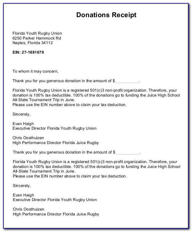 Church Donation Tax Letter Template